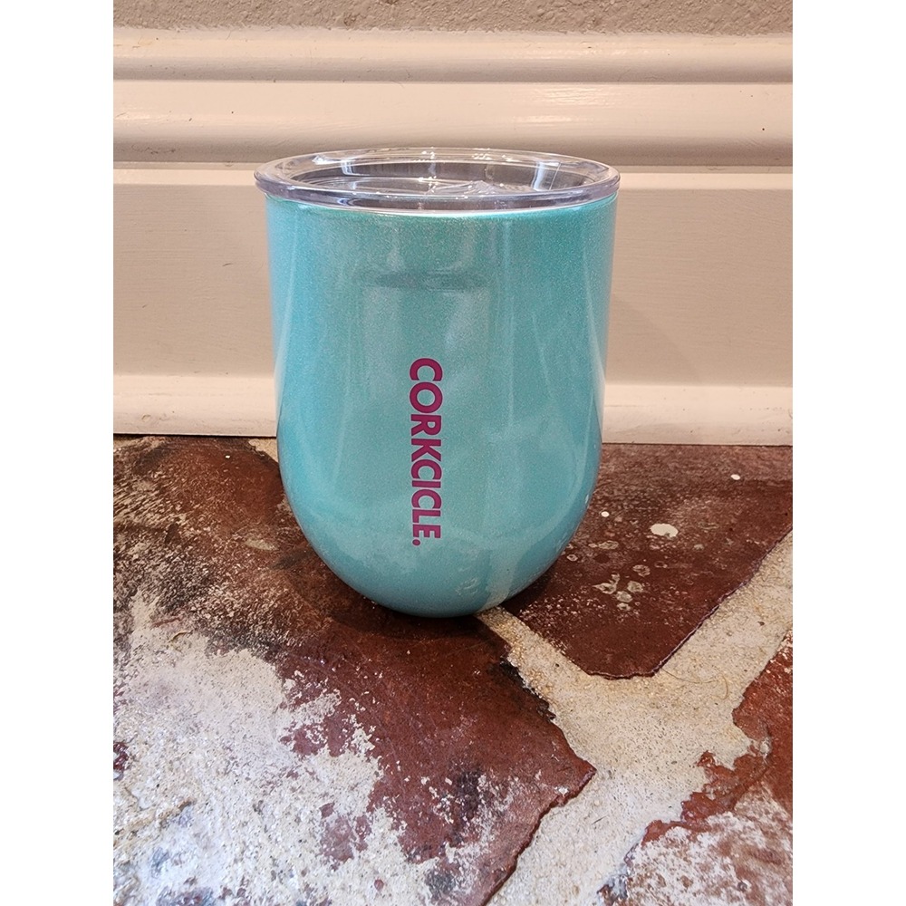 Corkcicle Brand New Blue Mermaid Metallic Insulated Stemless Wine Tumbler w/Lid